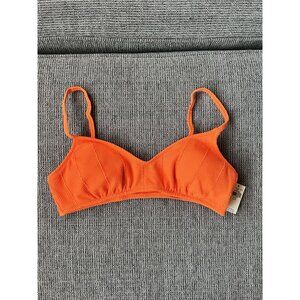 Aerie Bright Orange Ribbed Padded Bikini Top Size M